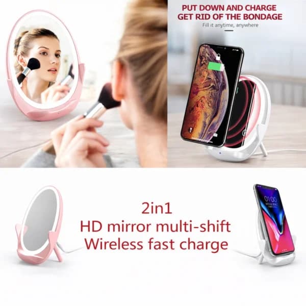 Portable Vertical Fill Light Mirror Wireless Charger